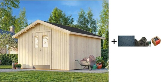 Redskapsbod Palmako Lucas 12,3 m2 med Shingel Papp og Spiker