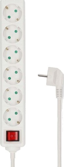 Nedis 6 veis skjøtekontakt 5m hvit ESOC650F2WT Nedis 6 veis skjøtekontakt 5m hvit ESOC650F2WT