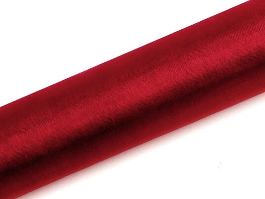 Partydeco RØD Gjennomsiktig Organzaløper 16 cm x 9 meter