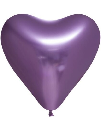 6 stk 30 cm Lilla Glossy Mirror Hjerteballonger