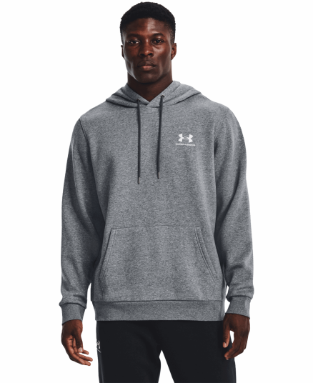 Under Armour Essential Fleece Hoodie Pitch Gray Medium Heather/White Pitch Gray Medium Heather/White XS