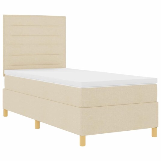 Box Spring Seng med Madrass Krem 100x200 cm Stoff