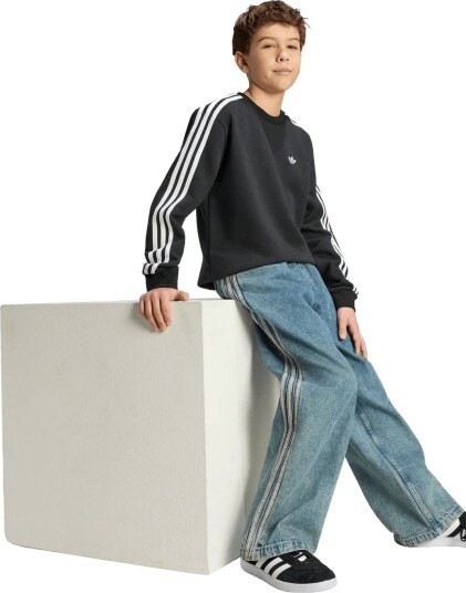 Adidas Originals 3 Stripe Crew   Black   128