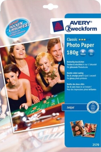 Avery Premium Instant Dry Fotopapir A4 Glanset 180 g/m² 10 ark