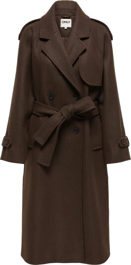 ONLY Onldear Trillion Long Belt Coat Pnt Noos CHOCOLATE BROWN XL
