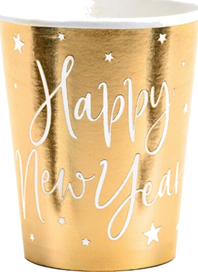 Partydeco Pappkopper Happy New Year Gull 6-pakning KPP64-019M-EU2