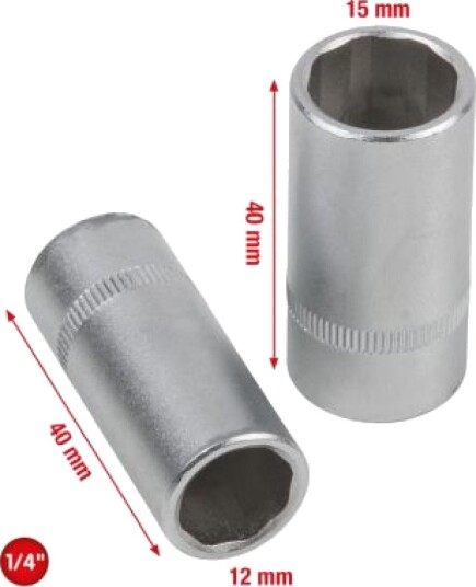 Ks Tools 550.1170, Støpselsett, 1/4", 2 Hoder, Kromvanadiumstål, Din 3120, Iso 1174, 116 G
