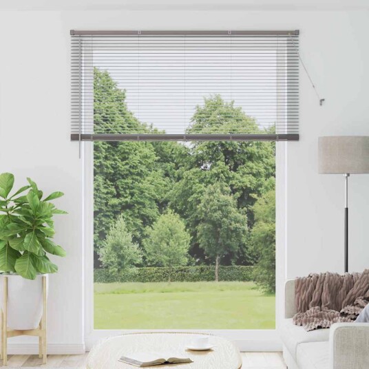 Vindu Persienne med gardiner Manual sølv Aluminium