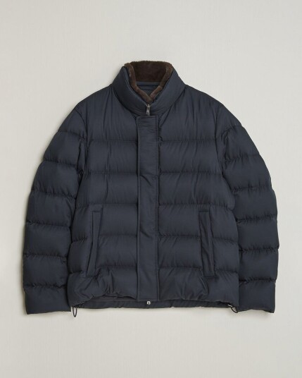 Herno Faux Fur Down Jacket Navy Herno Faux Fur Down Jacket Navy