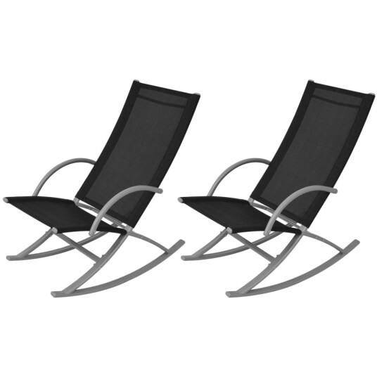 vidaXL Gyngestoler for hage 2 stk stål og textilene svart vidaXL Gyngestoler for hage 2 stk stål og textilene svart