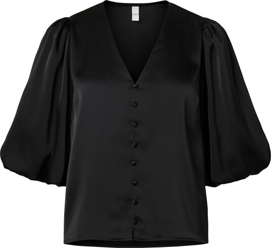 YAS Yaspella 2/4 V Neck Top S. Noos   Black   S