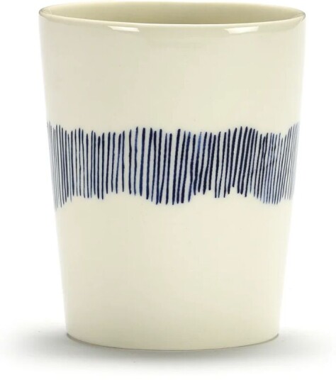 Serax Ottolenghi Feast tekopp 33 cl 4-pakning White stripes-blue