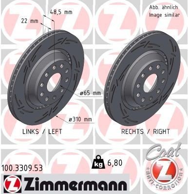 Bremseskive ZIMMERMANN 100.3309.53
