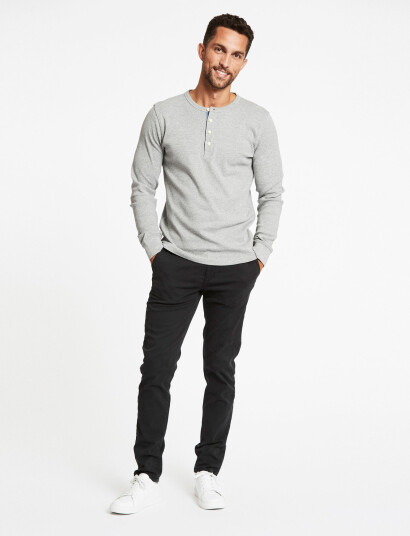 Lindbergh Solid Gradad W Contrast Fabric L/S - Grey - M