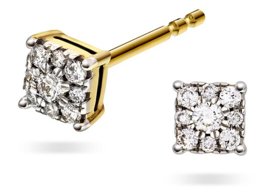 Line by Gullfunn, Øredobber i 375 gult gull med diamanter 0,14 ct