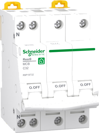 Schneider Electric Resi9 Automatsikring XP MCB 3P+NC 32A 6kA, 54 mm, R9P19732 white 54 mm x 81 mm x 73.5 mm