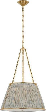 Allister 21" Hanging Shade Antique Brass/Schumacher Blue Aditi Pleated Shade Allister 21" Hanging Shade Antique Brass/Schumacher Blue Aditi Pleated Shade