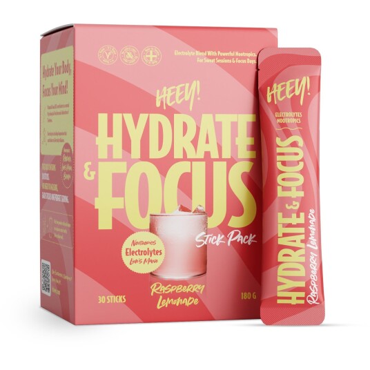 Heey! Hydrate & Focus Electrolytes Raspberry Lemonade Stick Pack 30 st