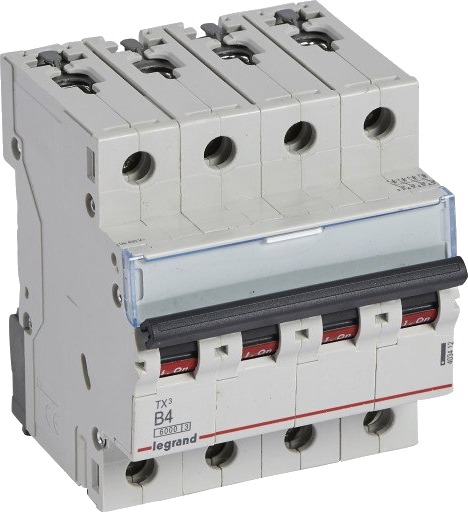 Legrand TX³ MCB automatsikring B4 4P 4M 6/6kA