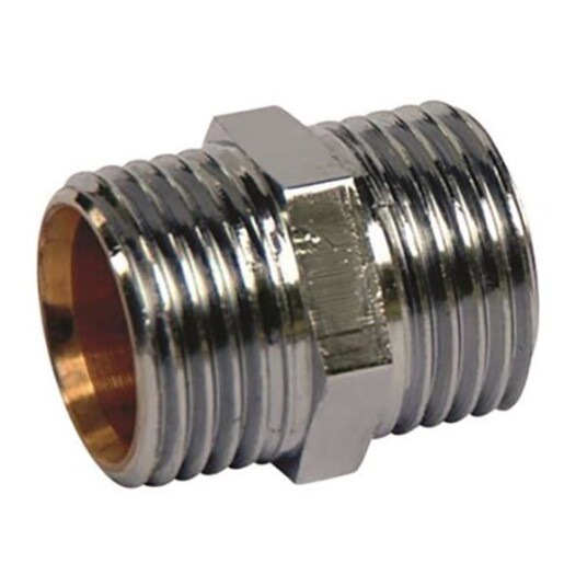 Vatette FG060348620 Rørkobling rett forkrommet utv. gjenge G15 x G10 Installasjon