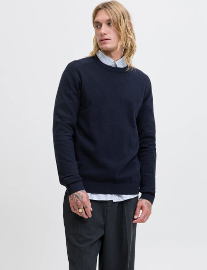 Jack & Jones Jjeperfect Wo Knit Crew Neck Sn - Navy - XXL Jack & Jones Jjeperfect Wo Knit Crew Neck Sn - Navy - XXL