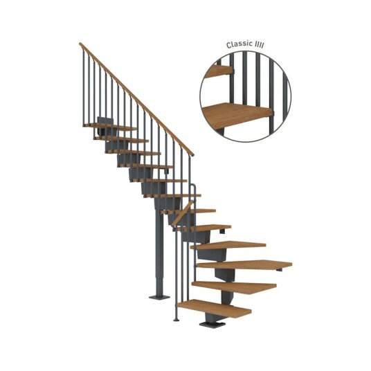 Dolle Dubai L trapp I Antracit classic Iiii oljeret Eik 80 16   Loddret Høyde 289 357cm