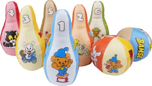Barbo Toys Bamse Mykt Bowlingsett med Tall og Oppbevaringsveske