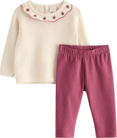 Lindex Set With Fine Knit Jumper And Leggings Cream 92