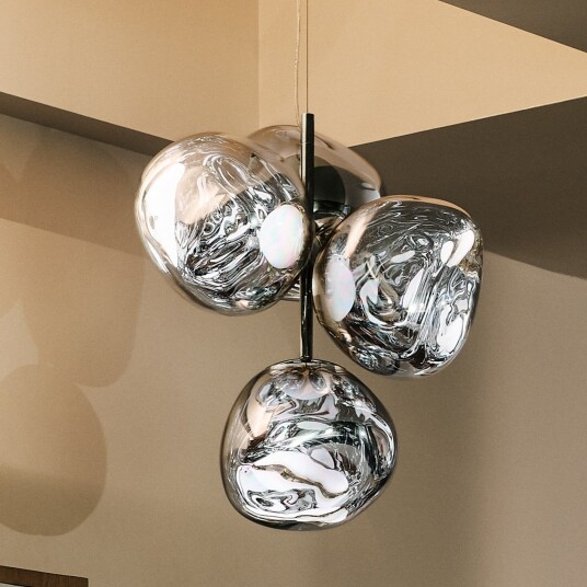 Melt Chandelier Mini LED hengelampe sølvfarget   Tom Dixon   Stue   Design   Plast   Med skjerm