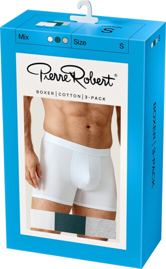 Pierre Robert Cotton Boxer Men X3 White Sea & Grey L