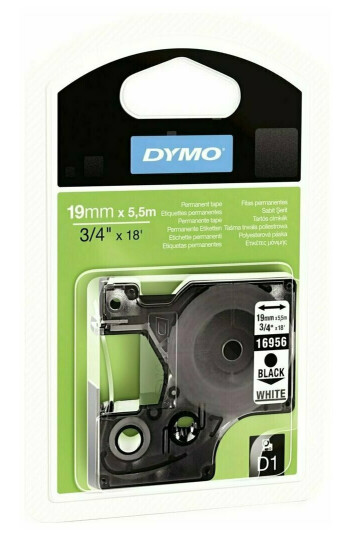 DYMO D1 tape, 19mm x 5.5m rull, sort på hvit, selvklebende tape for LabelManager Label Printers, Original