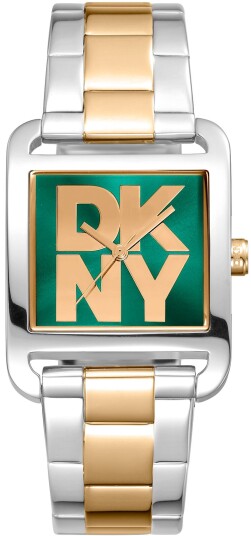 DKNY Dameklokke DK1L001M0065 City Maxi Grønn/Gulltonet stål 37x29 mm