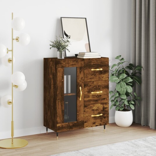 vidaXL Skjenk røkt eik 69,5x34x90 cm konstruert tre