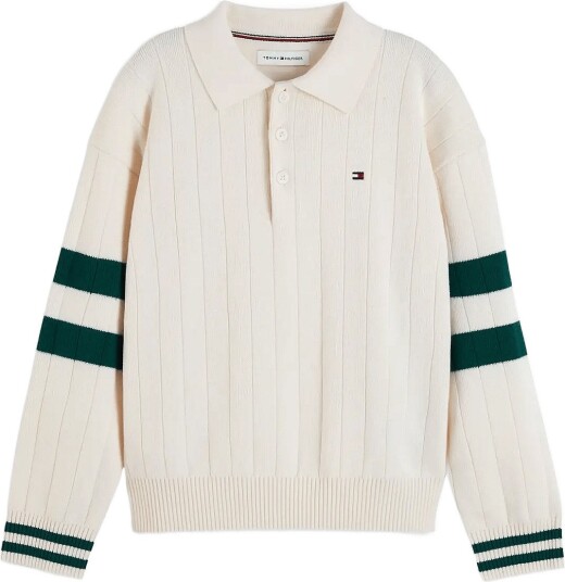 Tommy Hilfiger Knitted Polo Sweater Ls IVORY PETAL 176