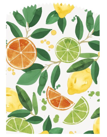 6 stk Godteposer/Papirposer Med Klistremerker Summer Fruits