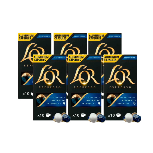 L'OR Capsules Ristretto Decaffeinato 6 Bags Bundle