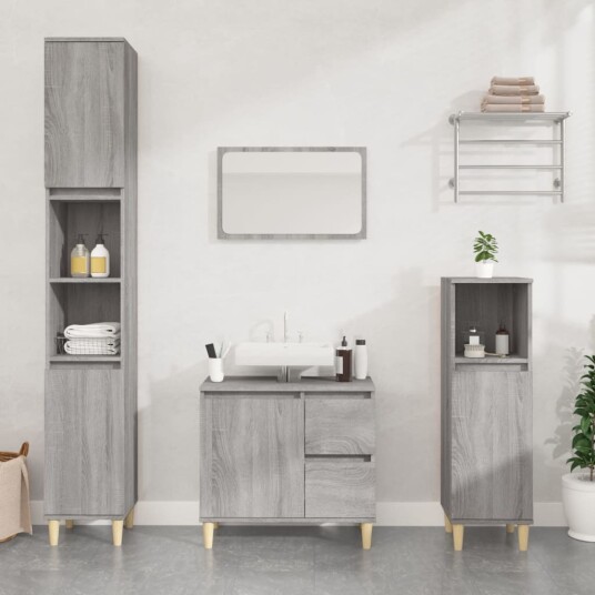 vidaXL Baderomsskap grå sonoma eik 65x33x60 cm konstruert tre