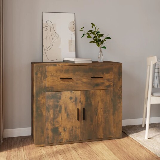 vidaXL Skjenk røkt eik 80x33x70 cm konstruert tre vidaXL Skjenk røkt eik 80x33x70 cm konstruert tre