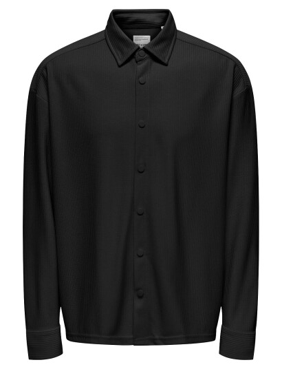 ONLY & SONS Onskari Plizze Ls Rlx Overshirt - Black - S