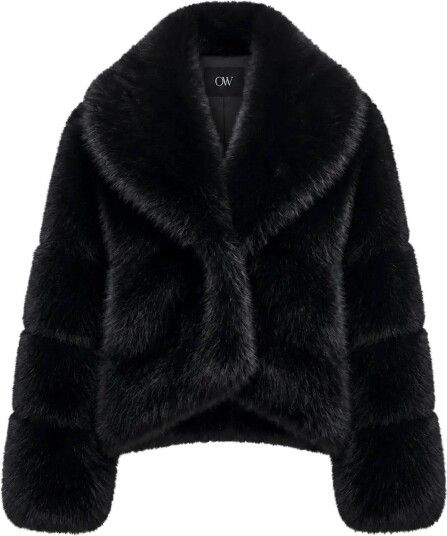 OW Collection Milan Faux Fur Jacket   BLACK   S