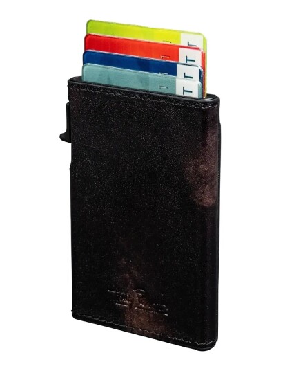 Tony Perotti Furbo Slim Cardholder With Outside Card Slot Black ONE SIZE
