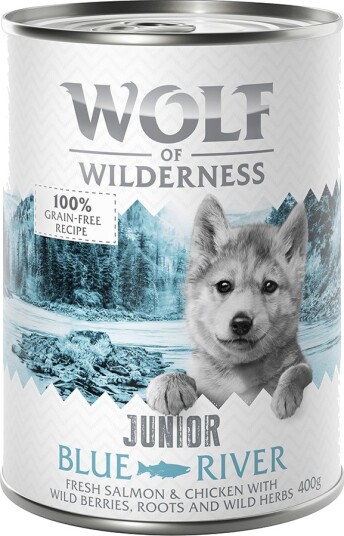 Wolf Of Wilderness Våtfôr Junior Blue River Junior & Laks Kylling 12 X 400 G
