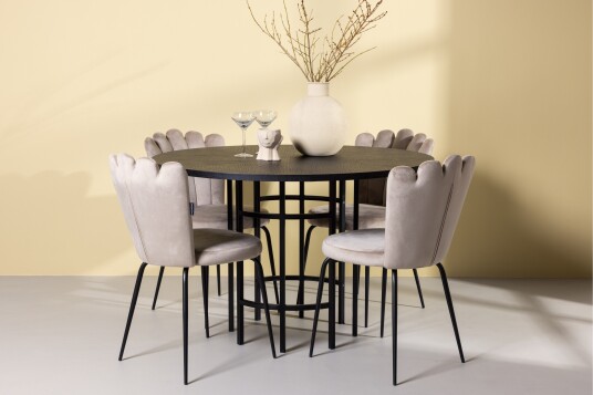 Venture Home Copenhagen Spisegruppe 115 cm Rund med 4 Limhamn Stoler Beige
