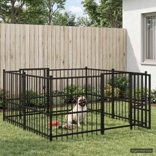 Vidaxl Utendørs Hundegård Svart 192 X 192 X 100 cm Stål