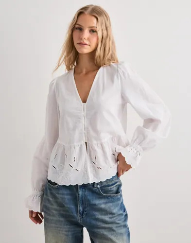 Vero Moda Hvit Vmcammie Ls V Neck Top Wvn Exp