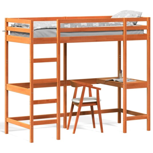 vidaXL Køyeseng voksbrun 75x190 cm heltre furu 8721012429888