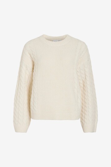 Vila Genser viTyne O neck L/S Cable Knit Top Grå Vila Genser viTyne O neck L/S Cable Knit Top Grå