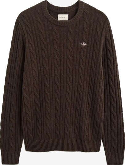 Gant Lambswool Cable C Neck BLACK BROWN M