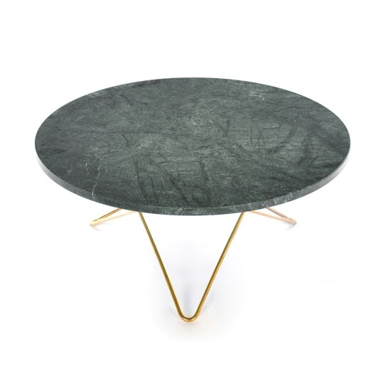 Ox Denmarq O Table Sofabord Ø80 cm Messing/Grønn Marmor
