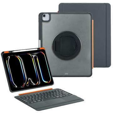iPad Air 13 2024/2025/iPad Pro 12.9 2018/2020/2021/2022 TU3609 Bakgrunnsbelyst magnetisk tastaturveske med 360-graders roterende stativ Svart
